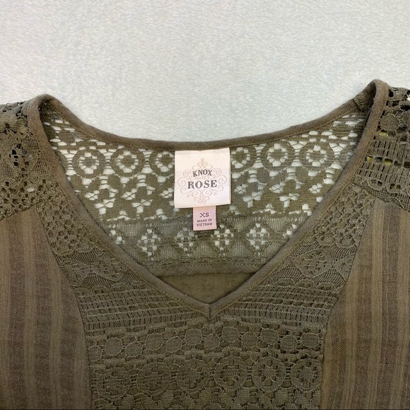 Knox Rose Olive Green Long Sleeve Crochet Blouse - Picture 14 of 16